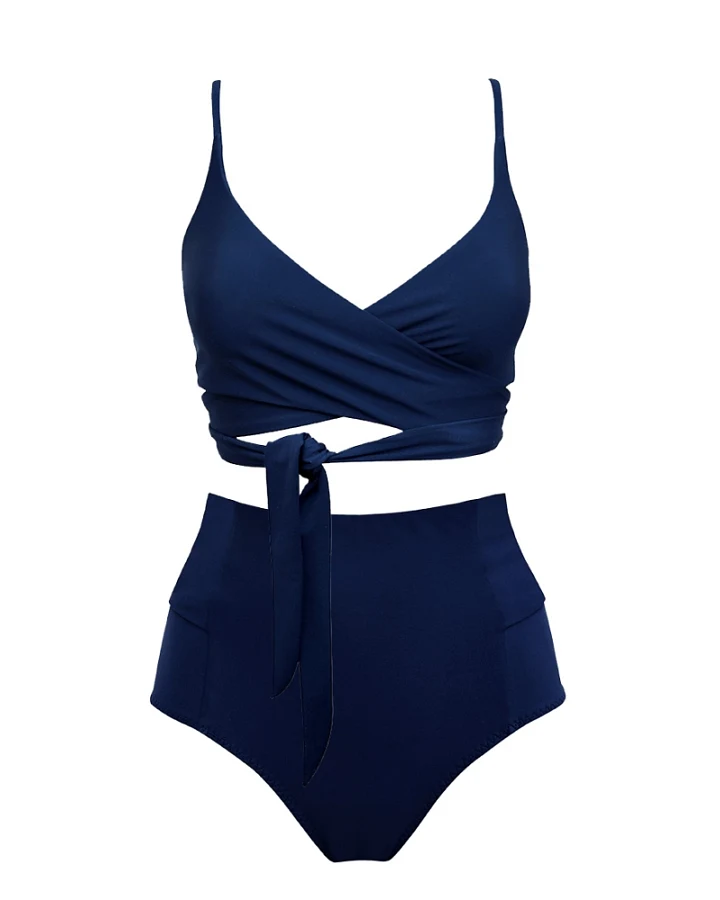 Anekdot Damen vegan Bikini Lin + Schleife Marineblau