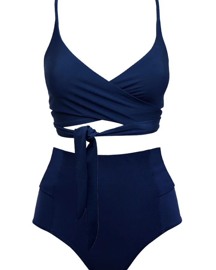 Anekdot Damen vegan Bikini Lin + Schleife Marineblau