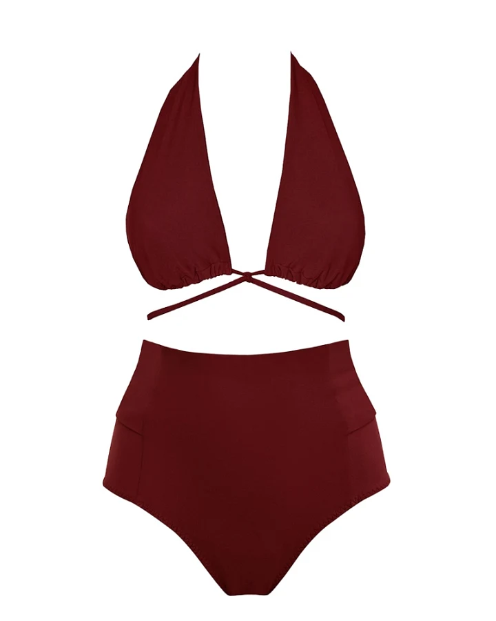 Anekdot Damen vegan Bikini Versatile + Bow Back Merlot