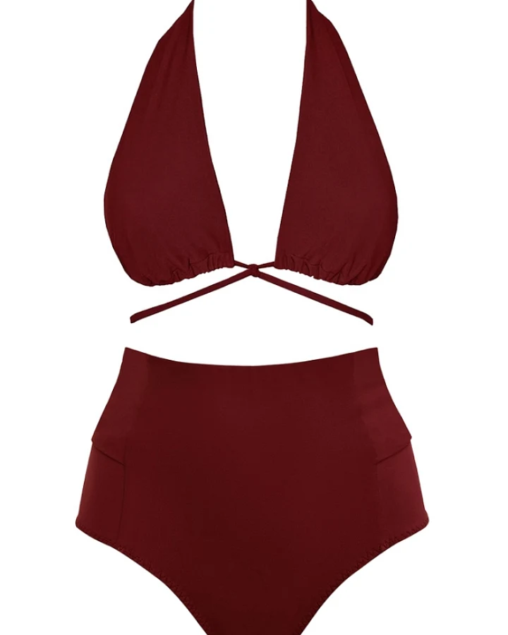 Anekdot Damen vegan Bikini Versatile + Bow Back Merlot