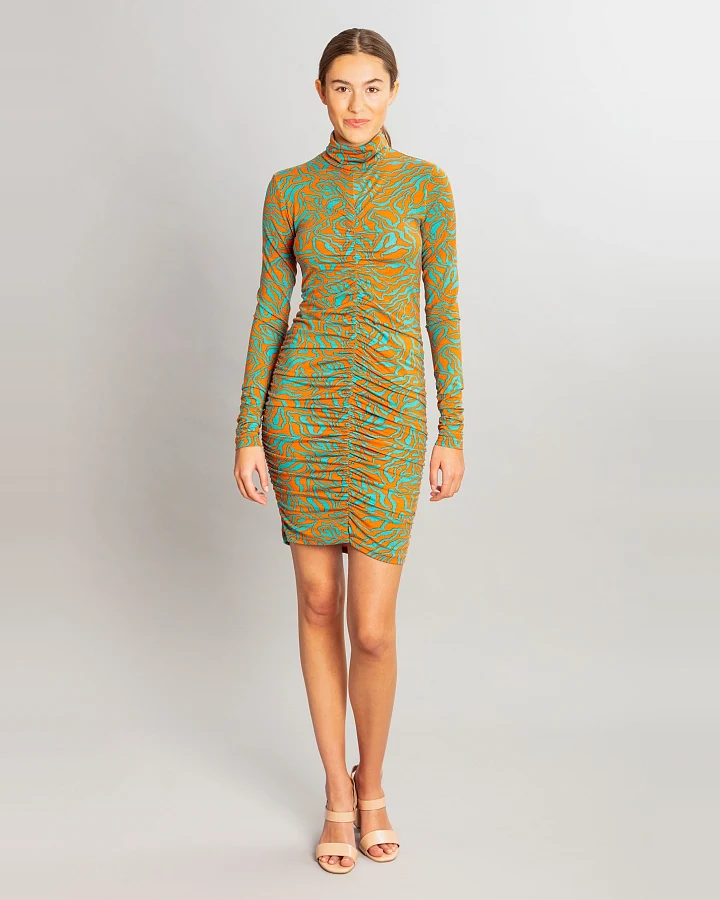 MAHLA Damen vegan Kleid Vera Türkis & Orange
