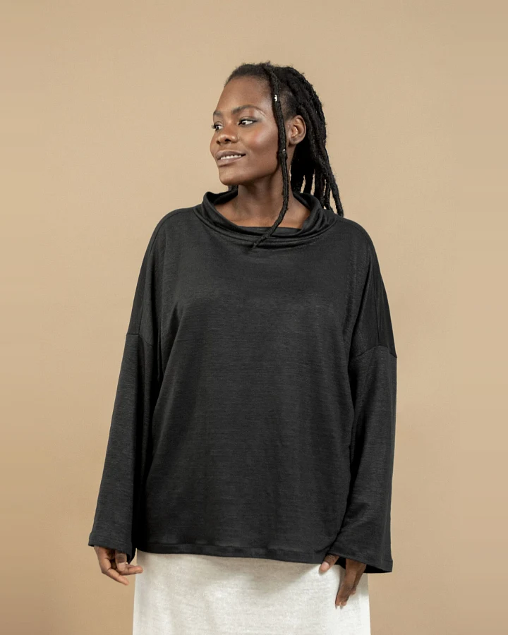 TAWAST Damen vegan Pullover Peaceful Being Jetstone