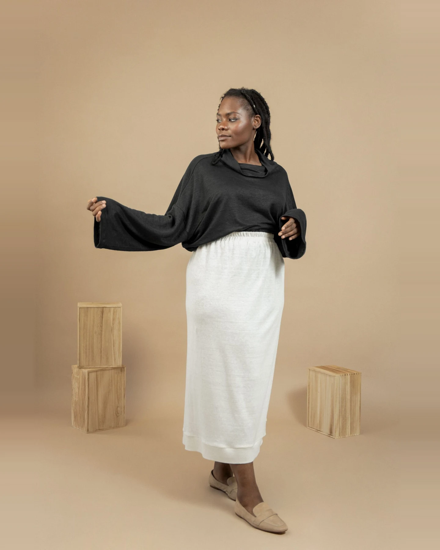 TAWAST Damen vegan Pullover Peaceful Being Jetstone – Ansicht 2
