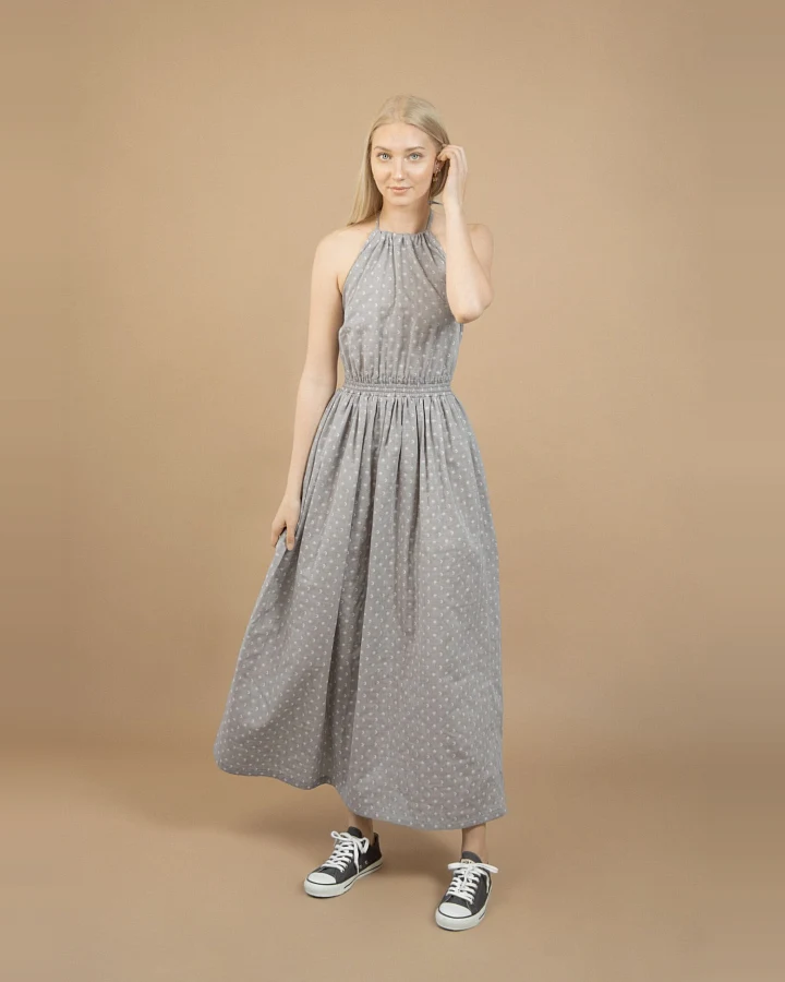 TAWAST Damen vegan Maxikleid Celestial Lunisolar Grau