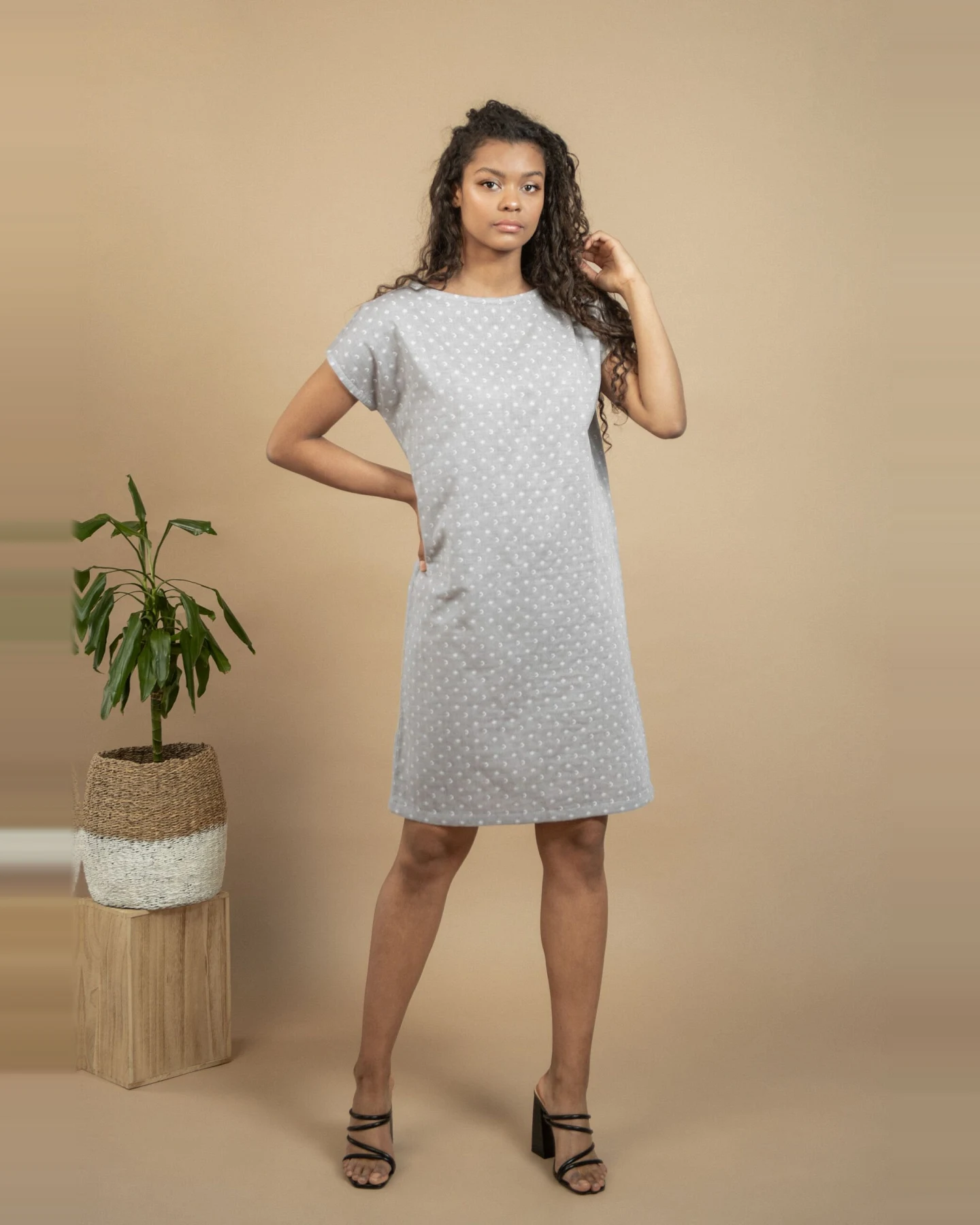 TAWAST Damen vegan Kleid Lunation Lunisolar Grau – Ansicht 2