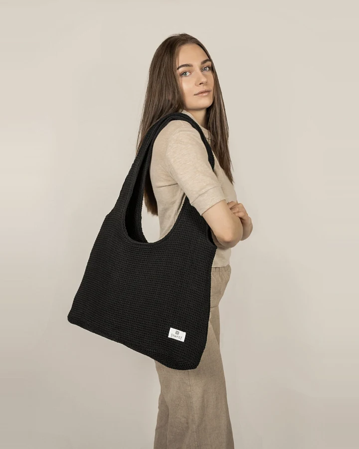 TAWAST Damen vegan Cloud Tote Bag Schwarze Waffel