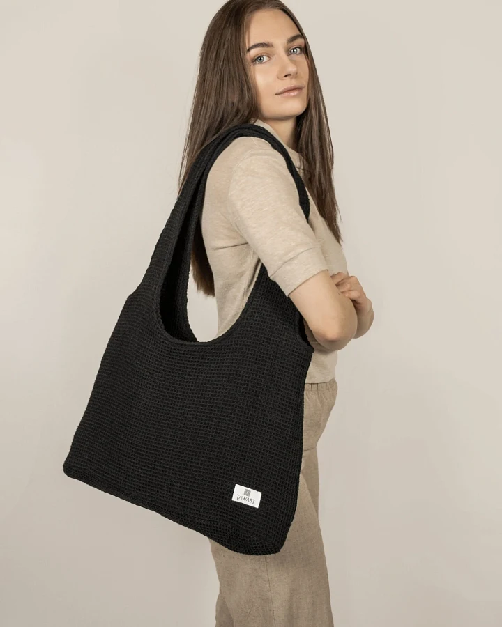 TAWAST Damen vegan Cloud Tote Bag Schwarze Waffel