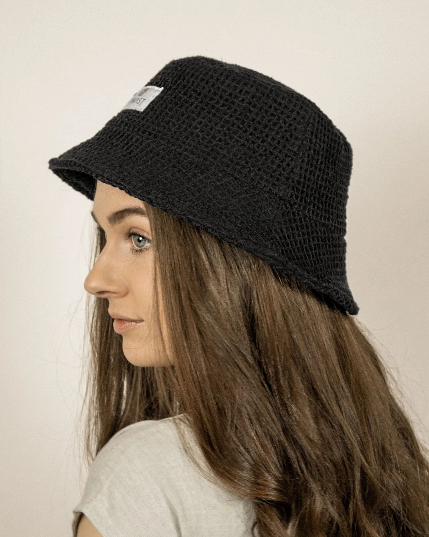 TAWAST Damen vegan Breeze Bucket Hat Schwarze Waffel – Ansicht 2