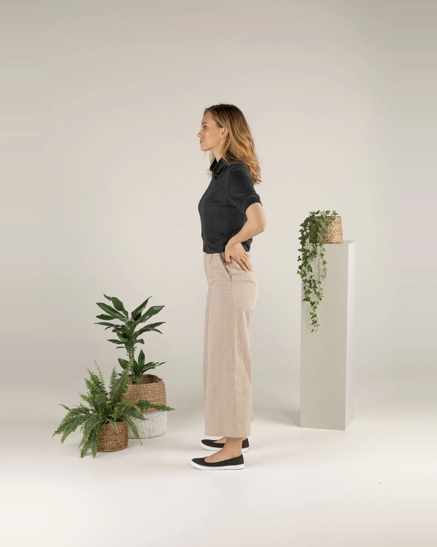 TAWAST Damen vegan Culottes Forest Whispers Haselnuss – Ansicht 2