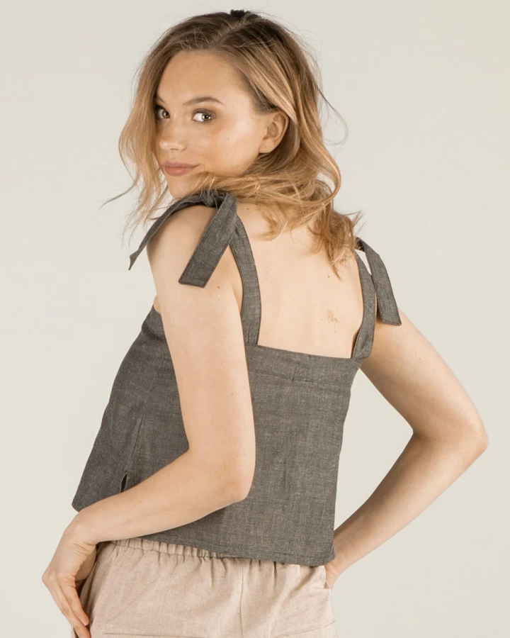 TAWAST Damen vegan Top Free Spirit Holzkohle