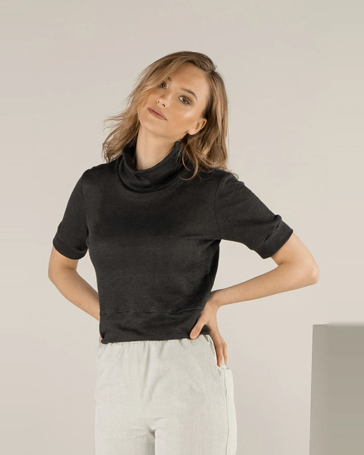 TAWAST Damen vegan Top Rainfall Thoughts Jetstone Schwarz
