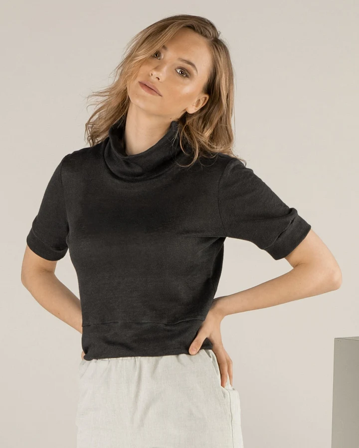 TAWAST Damen vegan Top Rainfall Thoughts Jetstone Schwarz