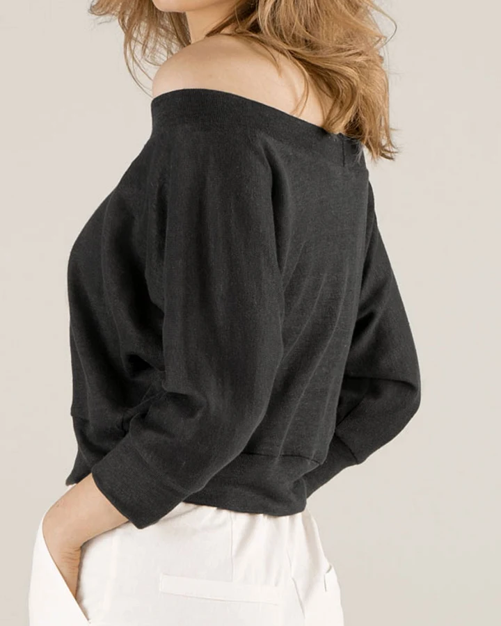 TAWAST Damen vegan Pullover Sunlight Play Jetstone Schwarz