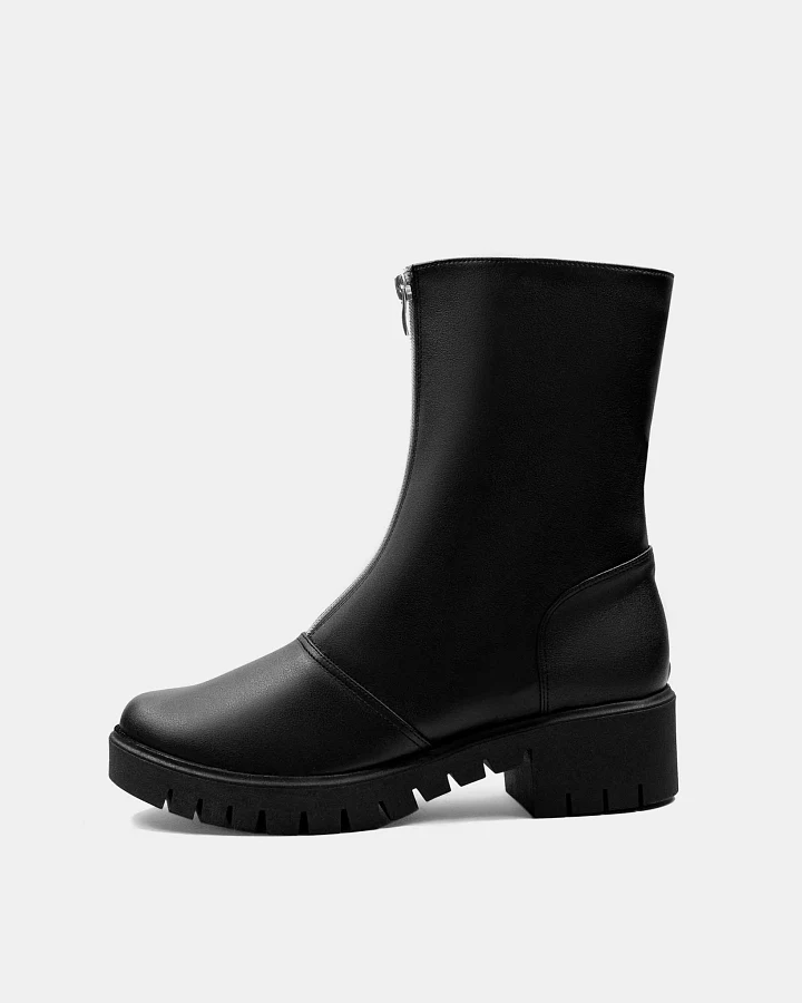 BOHEMA Damen vegan Cyber Boots Kaktusleder Schwarz