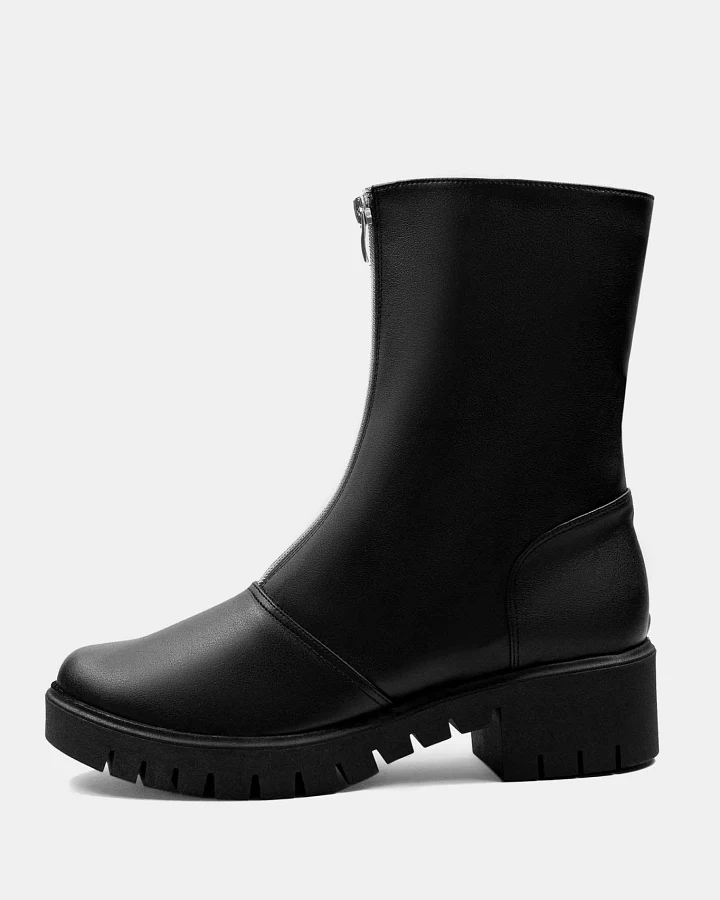 BOHEMA Damen vegan Cyber Boots Kaktusleder Schwarz