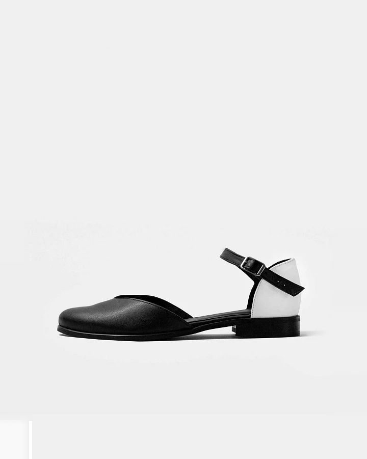 BOHEMA Damen vegan Ballerinas Alexa Schwarz Weiß