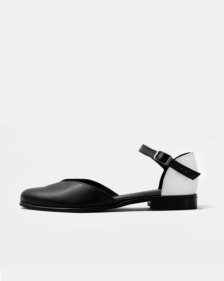 BOHEMA Damen vegan Ballerinas Alexa Schwarz Weiß