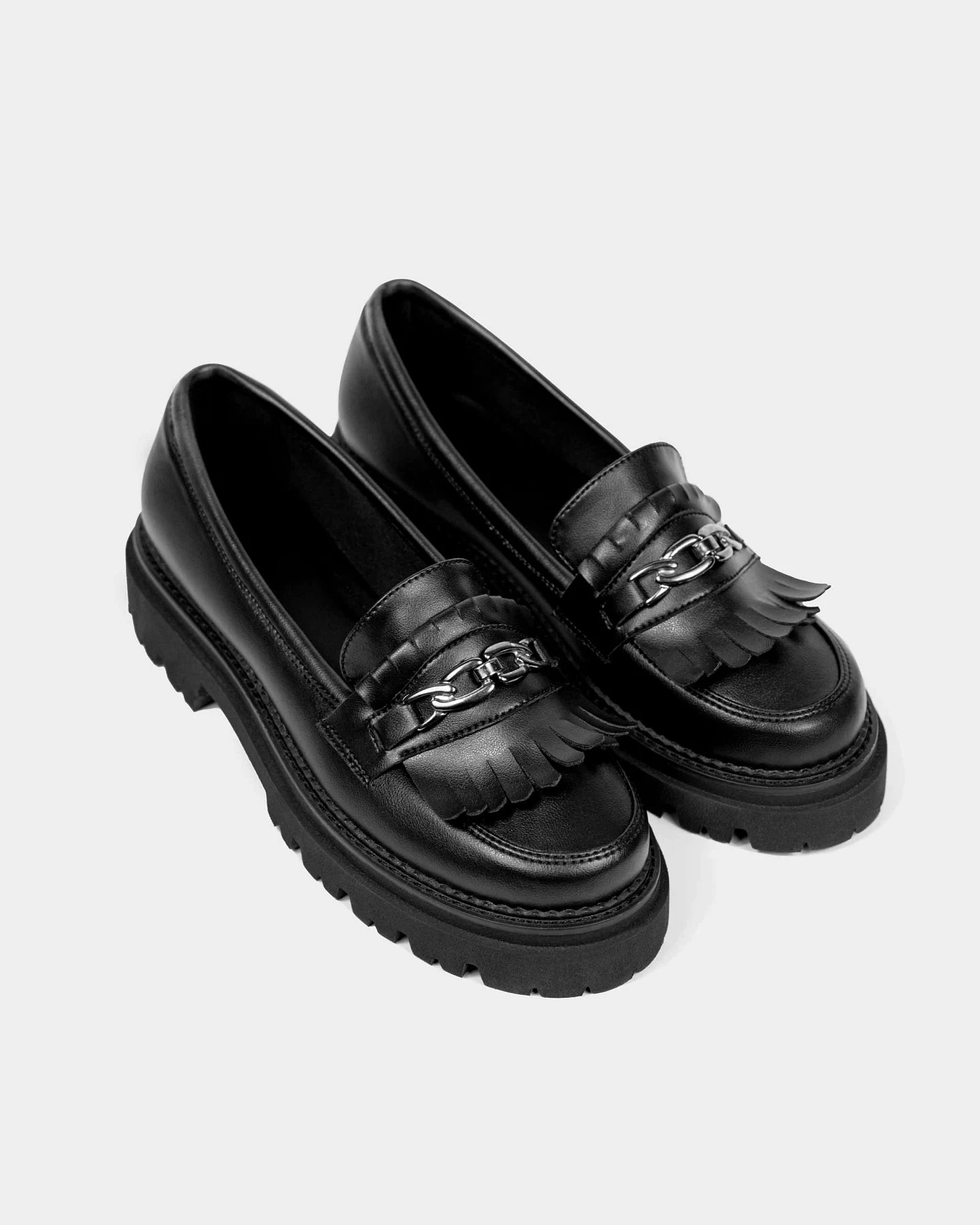 BOHEMA Damen vegan Loafer Chunky Schwarz – Ansicht 2