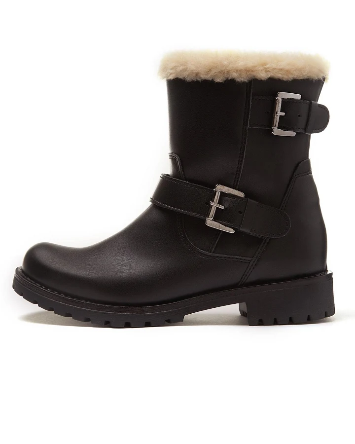 Will's Vegan Store Damen vegan Isolierte Biker-Stiefel Schwarz