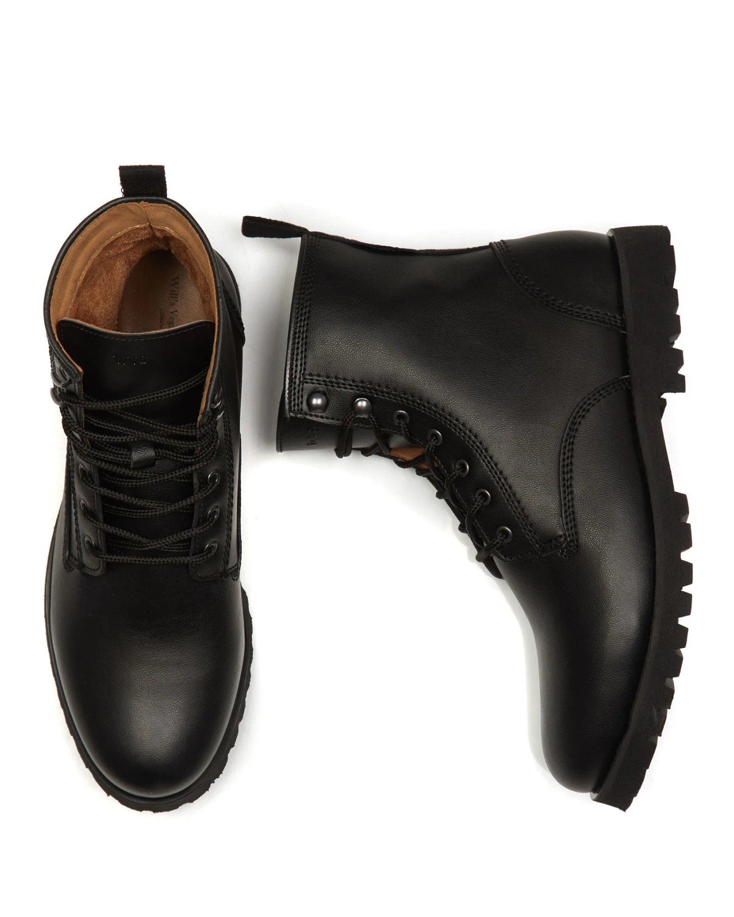 Will's Vegan Store Herren vegan Rangers Stiefel Schwarz – Ansicht 2