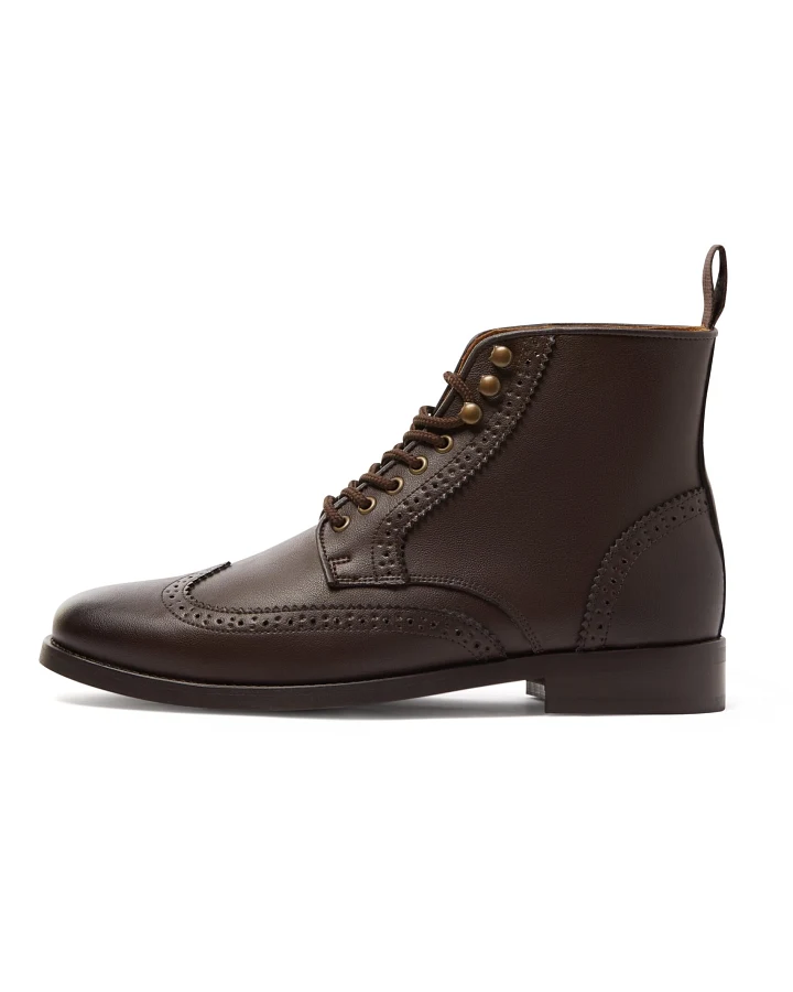 Will's Vegan Store Herren vegan Brogue-Stiefel Dunkelbraun