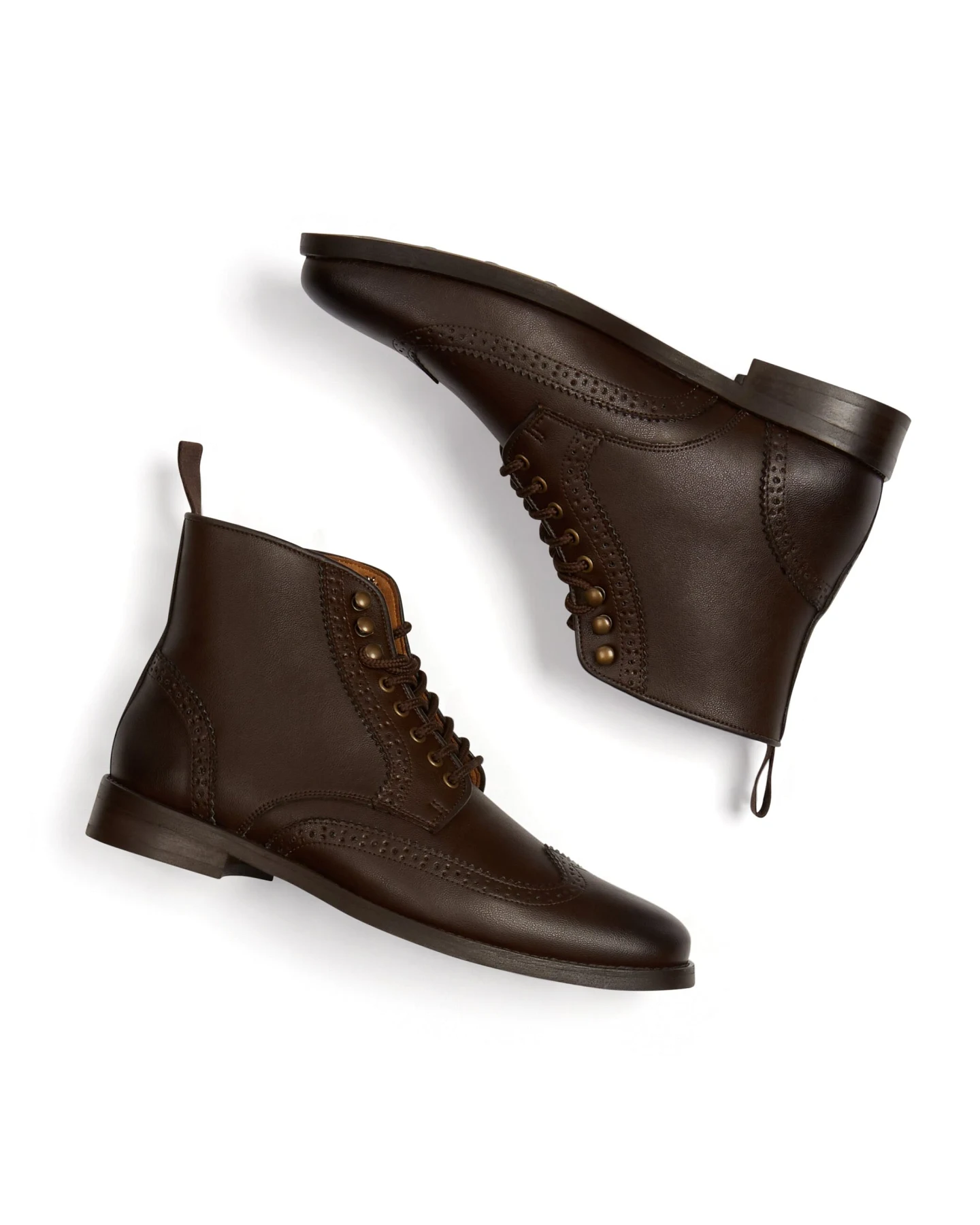 Will's Vegan Store Herren vegan Brogue-Stiefel Dunkelbraun – Ansicht 2