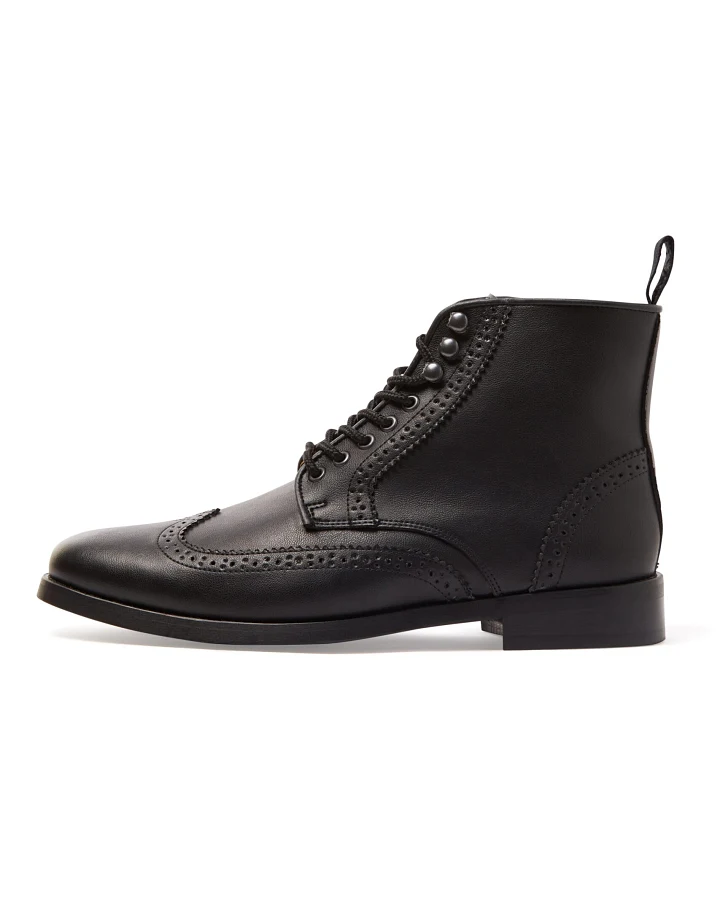 Will's Vegan Store Herren vegan Brogue-Stiefel Schwarz