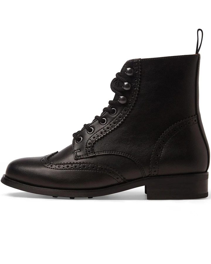 Will's Vegan Store Damen vegan Brogue-Stiefel Schwarz