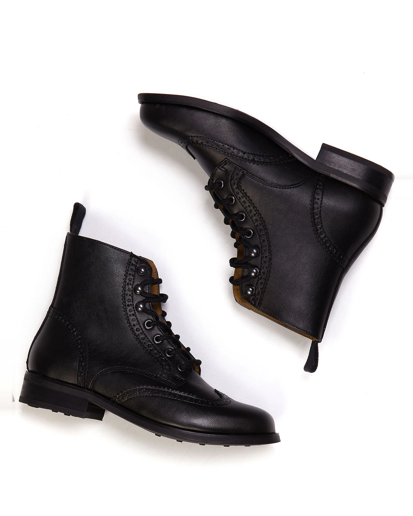 Will's Vegan Store Damen vegan Brogue-Stiefel Schwarz – Ansicht 2