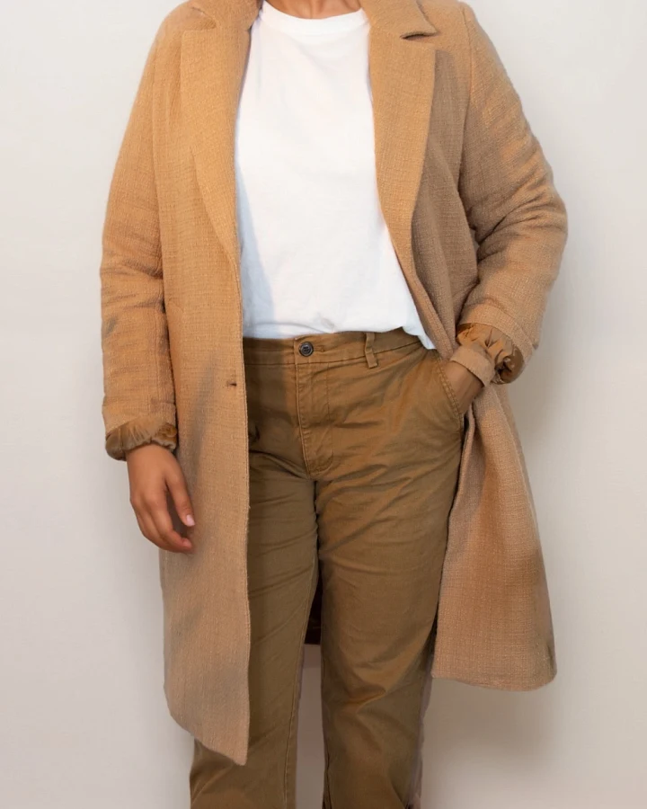 Will's Vegan Store Damen vegan Strukturierter Mantel Aus Veganer Wolle Camel