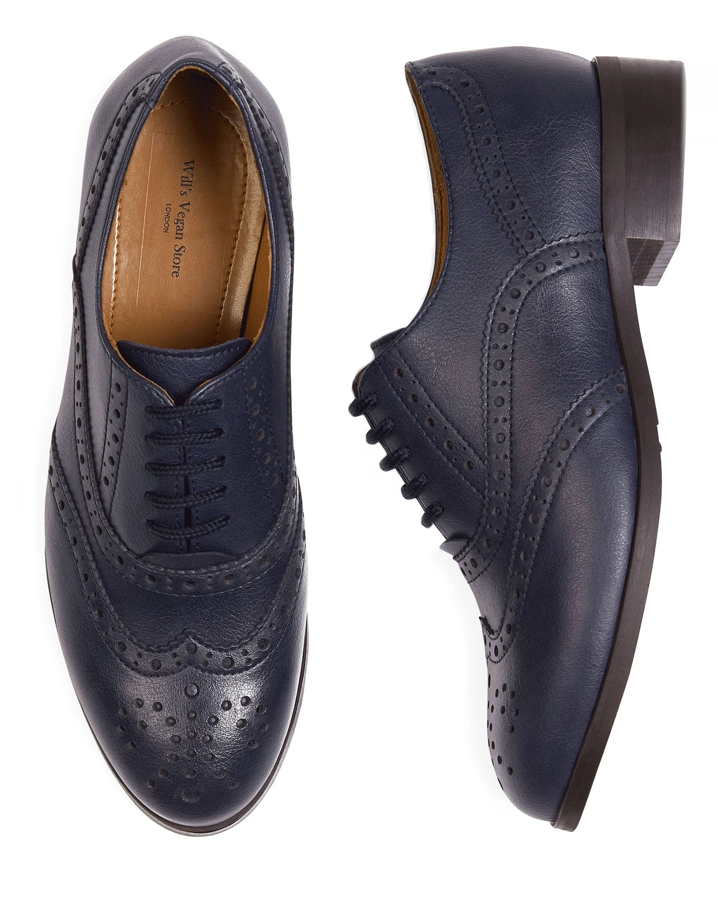 Will's Vegan Store Damen vegan Oxford Brogues Marineblau – Ansicht 2