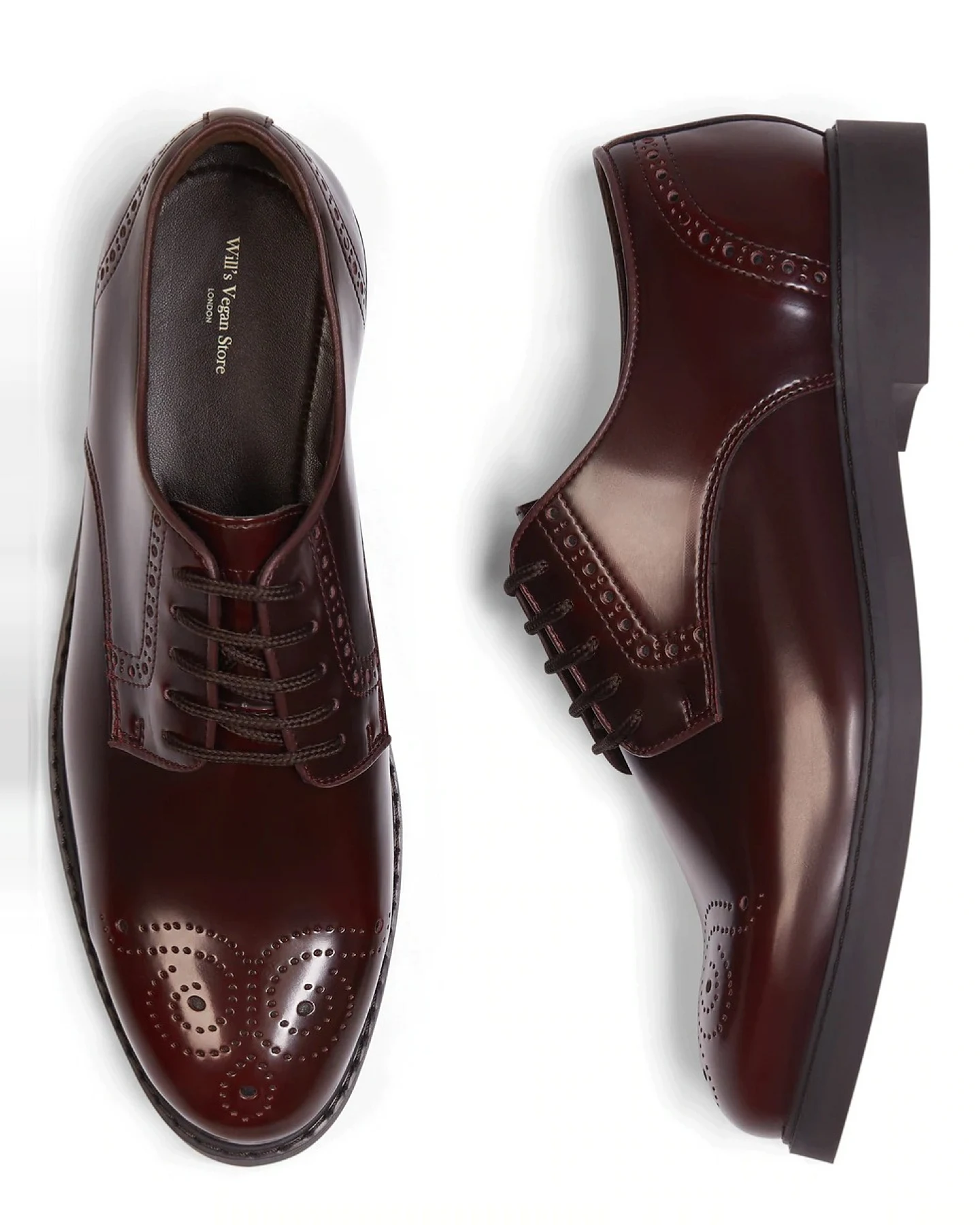 Will's Vegan Store Herren vegan Signature Brogues Cordovan Rot Glanz – Ansicht 2