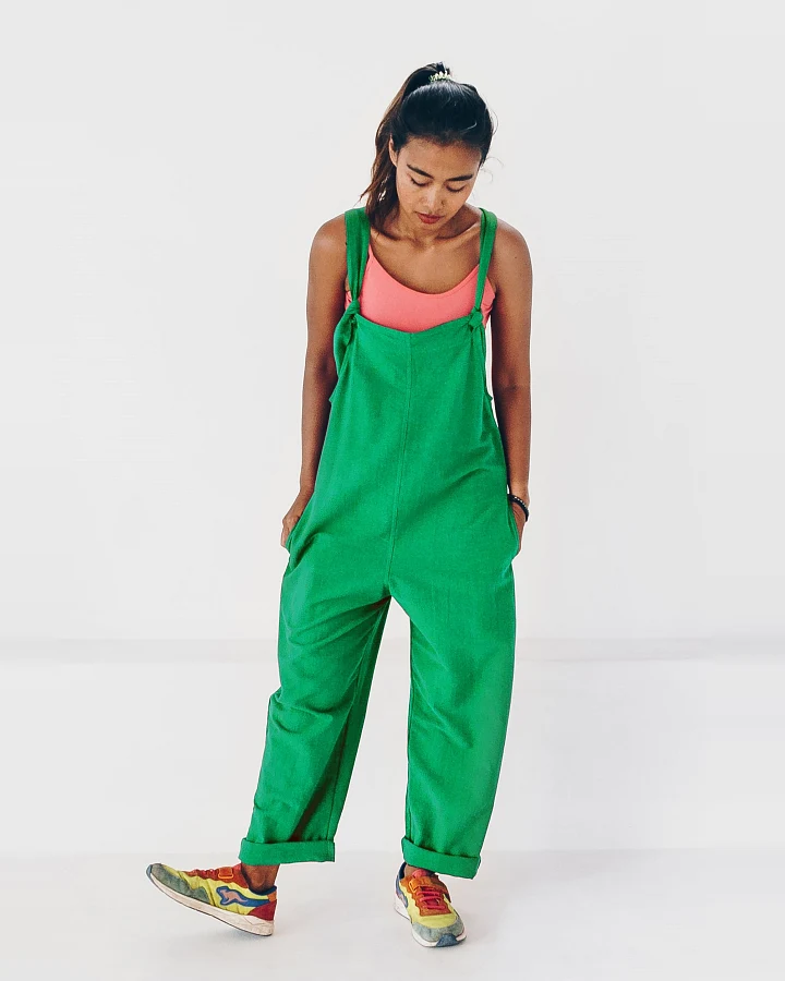 The Driftwood Tales Damen vegan Jumpsuit Upcycled 100% Leinen Grün