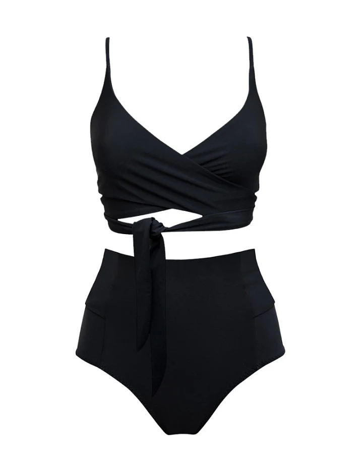 Anekdot Damen vegan Bikini-Set Schwarz / Lin + Bow-Back