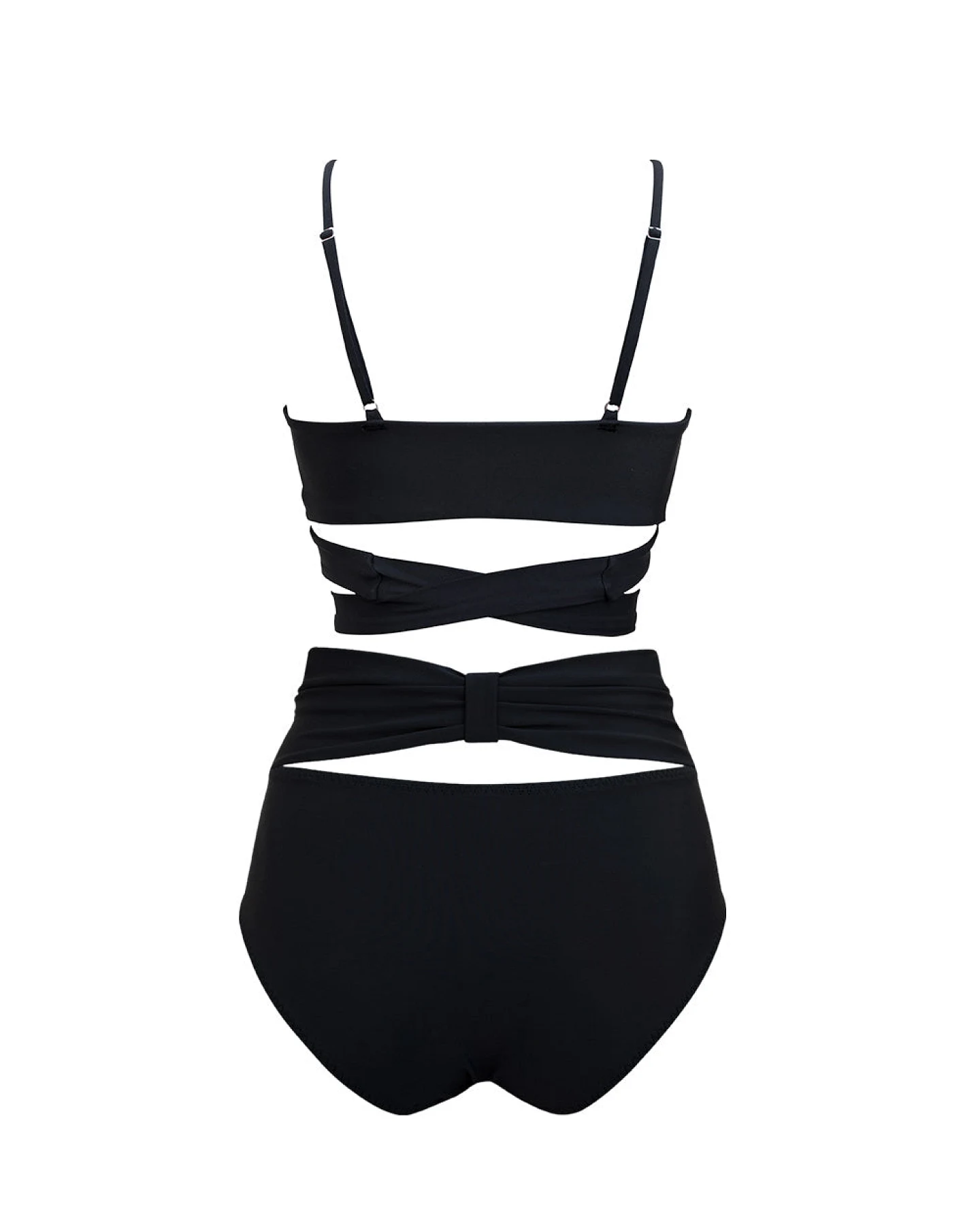 Anekdot Damen vegan Bikini-Set Schwarz / Lin + Bow-Back – Ansicht 2