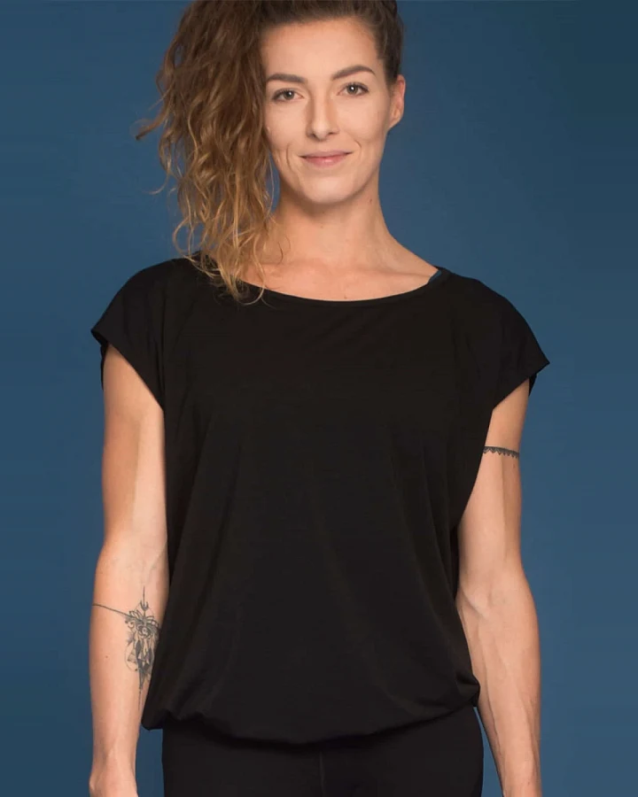 nice to meet me Damen vegan T-Shirt Relax Deep Black