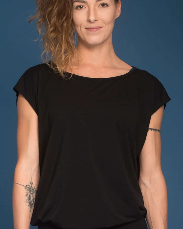 nice to meet me Damen vegan T-Shirt Relax Deep Black