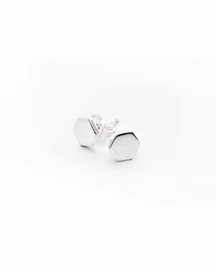 Ohrstecker Hexagon Silber