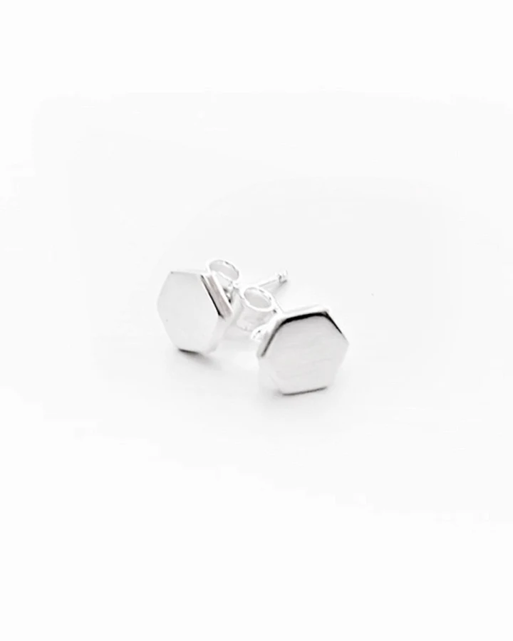 Ohrstecker Hexagon Silber