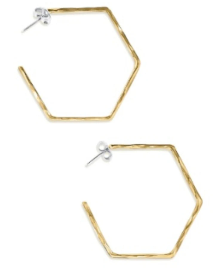 Creolen Hexagon 3,5 cm Messing