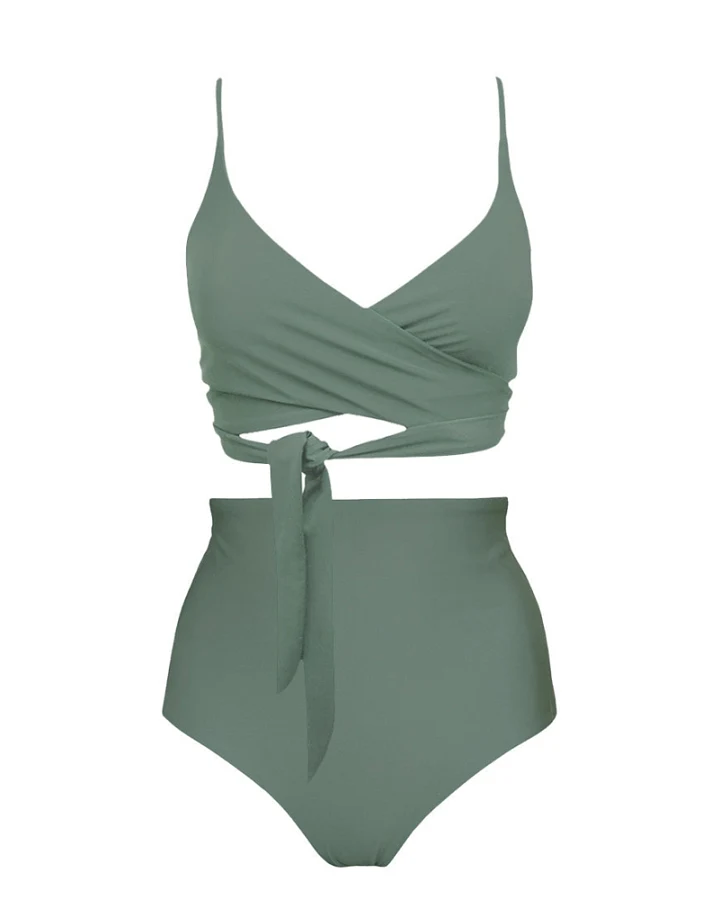 Anekdot Damen vegan Lin + Core High Bikini-Set Salbei