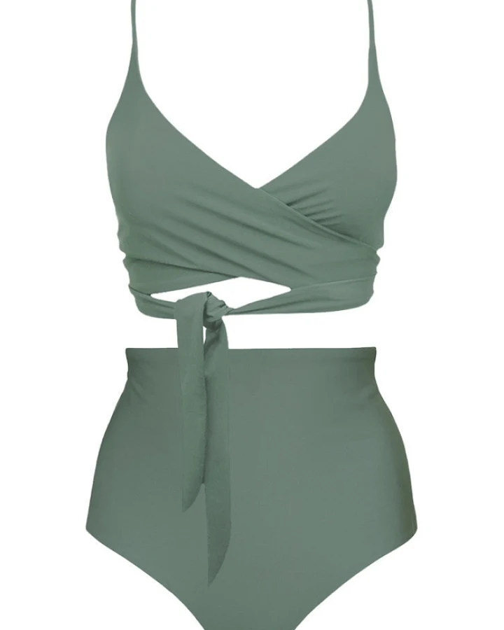 Anekdot Damen vegan Lin + Core High Bikini-Set Salbei
