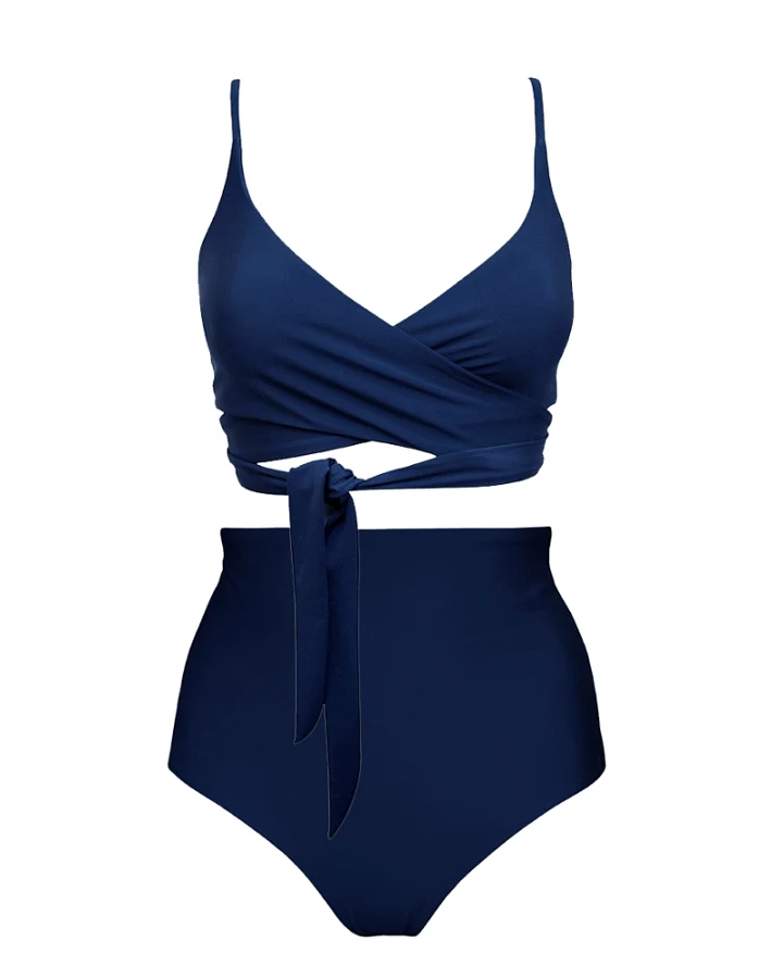 Anekdot Damen vegan Lin + Core Hohes Bikini-Set Navy