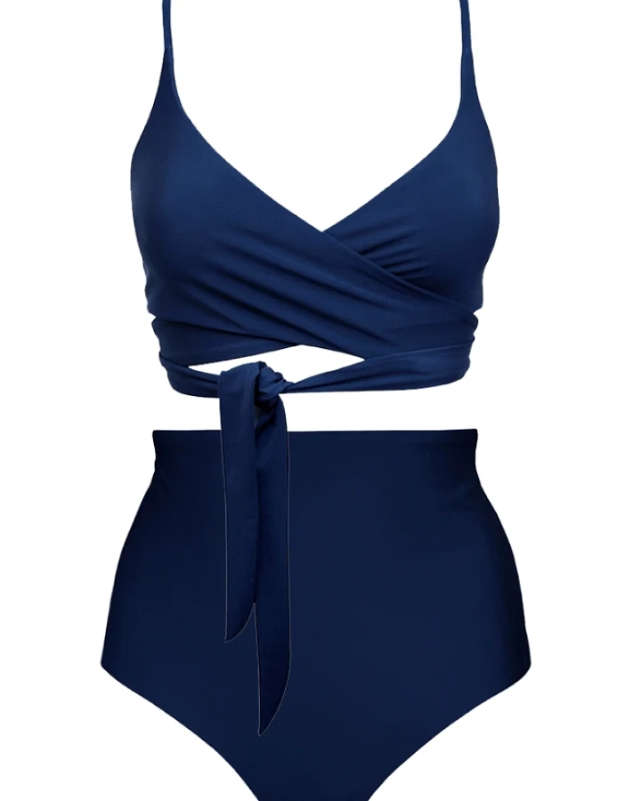 Anekdot Damen vegan Lin + Core Hohes Bikini-Set Navy