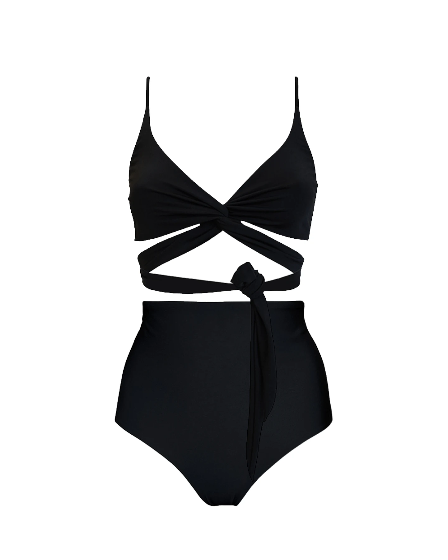 Anekdot Damen vegan Lin + Core Hohes Bikini-Set Schwarz – Ansicht 2