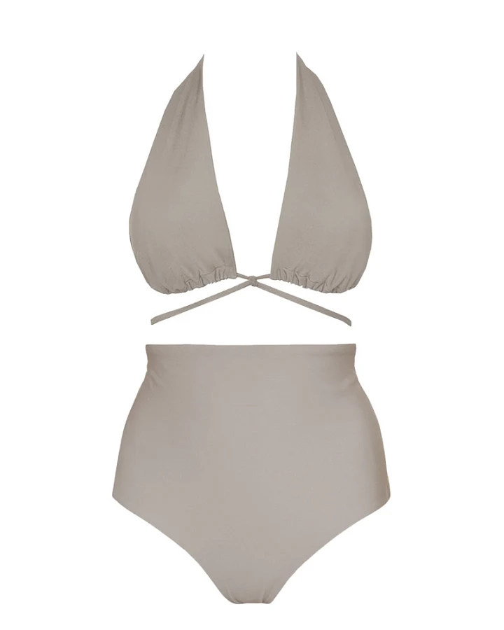 Anekdot Damen vegan Versatile + Core High Bikini Set Mosaic Beige