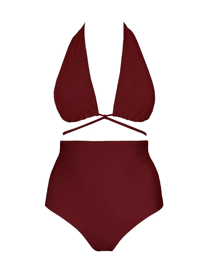 Anekdot Damen vegan Versatile + Core High Bikini Set Merlot Rot
