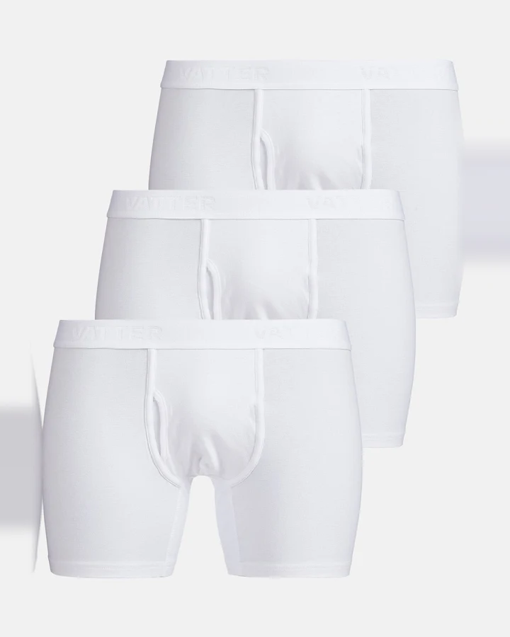 VATTER Herren vegan Boxershorts Claus Weiß 3er-Pack