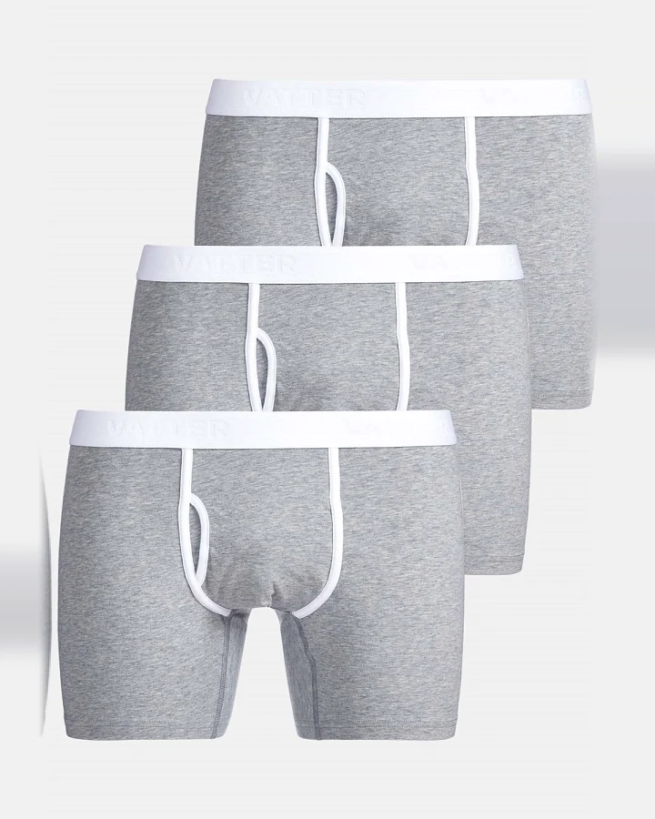 VATTER Herren vegan Boxershorts Claus Grau 3er-Pack