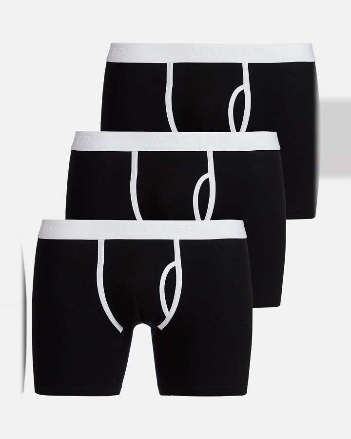 VATTER Herren vegan Boxershorts Claus Schwarz 3er-Pack